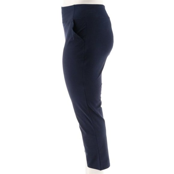 NWT WOMEN WITH CONTROL SEAMED TUMMY CONTROL ANKLE PANTS W/POCKETS NAVY XXS - Picture 3 of 9